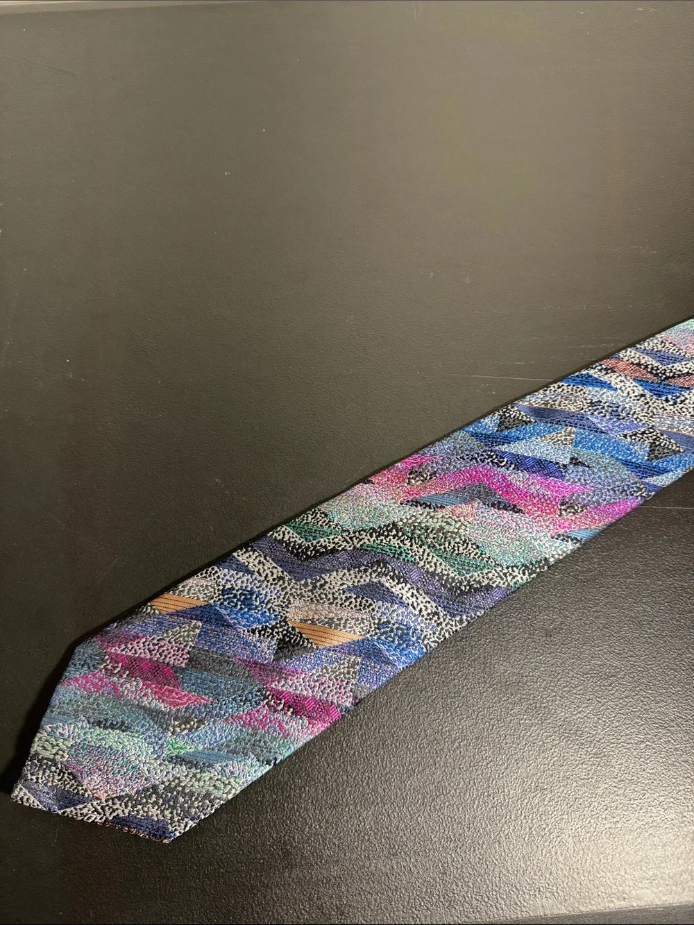 Missoni mens colorful geometric abstract pattern 100% silk neck tie EUC